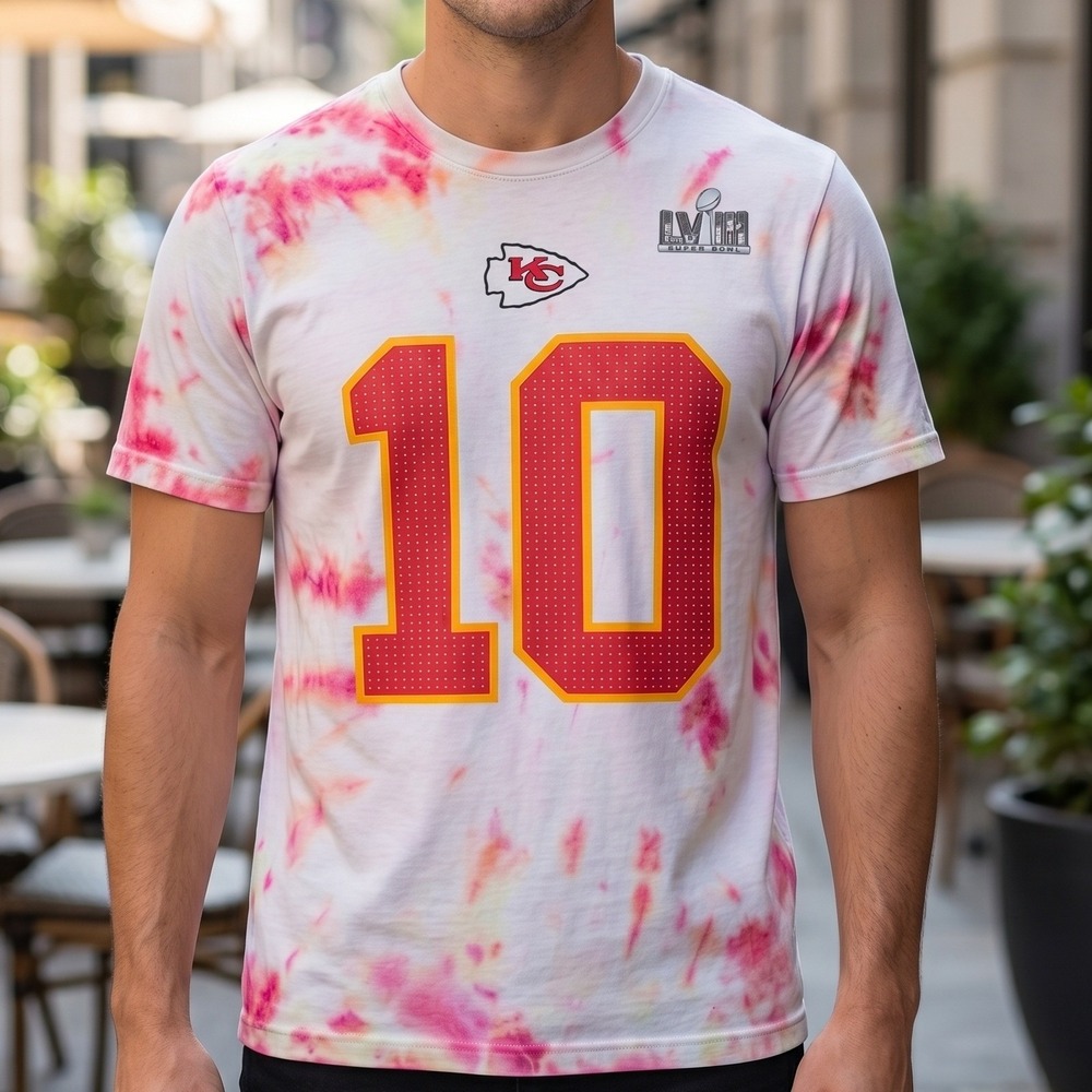 Nike Isiah Pacheco Kansas City Chiefs Super Bowl LVIII Tie-Dye T-Shirt Mens L 10
